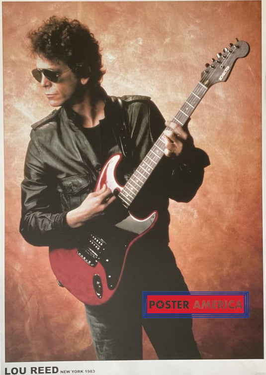Lou Reed 1983 New York Musician Poster 23.5 X 33 Leather Jacket Sunglasses And A Guitar