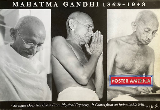 Mahatma Gandhi Black & White 1869-1948 Vintage Tribute Poster 24 X 35