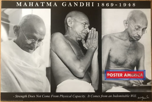 Mahatma Ghandi Tribute Black And White Vintage Poster 24 X 36