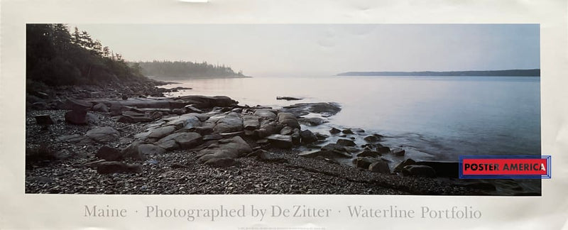 Load image into Gallery viewer, Maine Waterline Portfolio Vintage 1985 Scenic Landscape Slim Print 13 X 32
