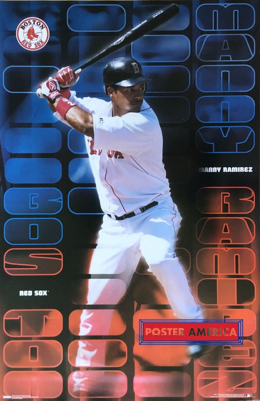 Manny Ramirez Boston Red Sox Vintage Baseball Poster 22 X 34 Posters Prints & Visual Artwork