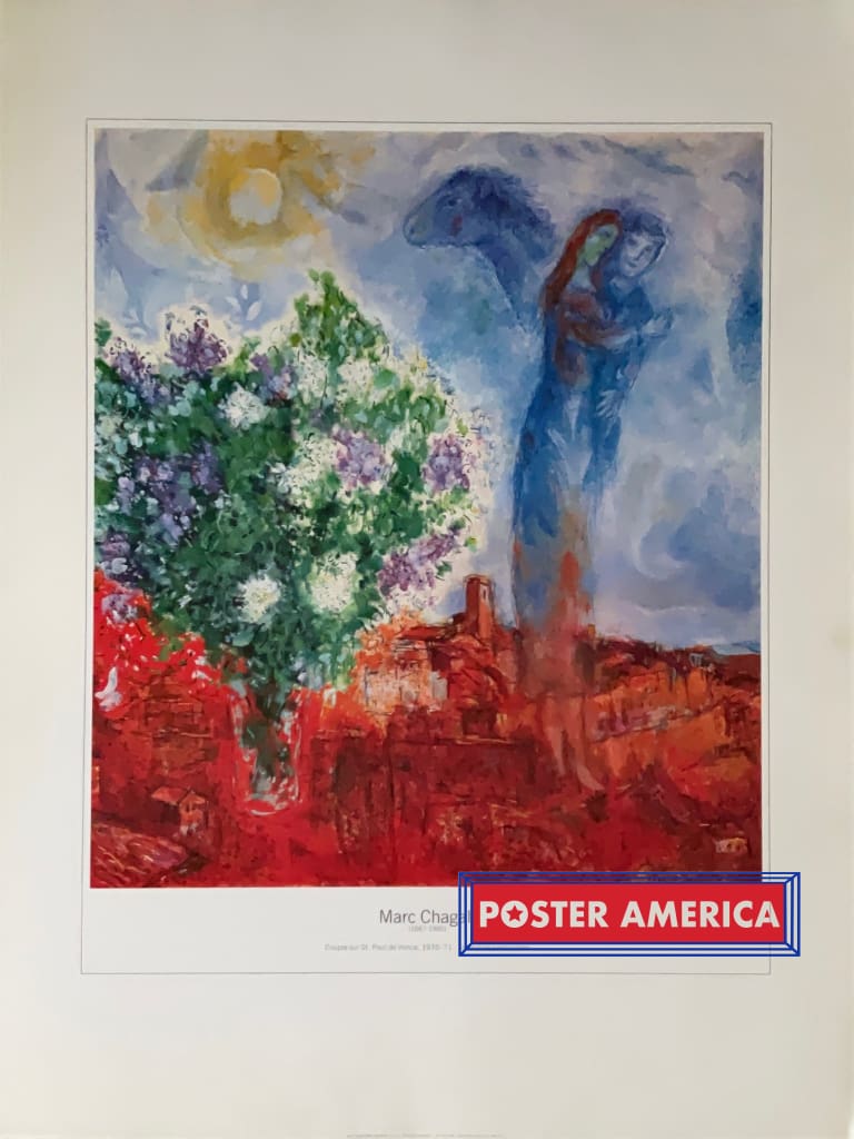 Load image into Gallery viewer, Marc Chagall Couple Sur St. Paul De Vence Vintage Fine Art Print 23.5 X 31.5
