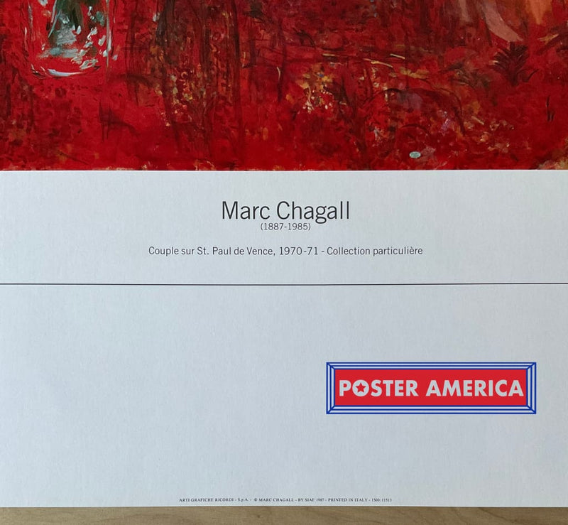 Load image into Gallery viewer, Marc Chagall Couple Sur St. Paul De Vence Vintage Italian Import Art Print 23.5 X 31.5 Fine
