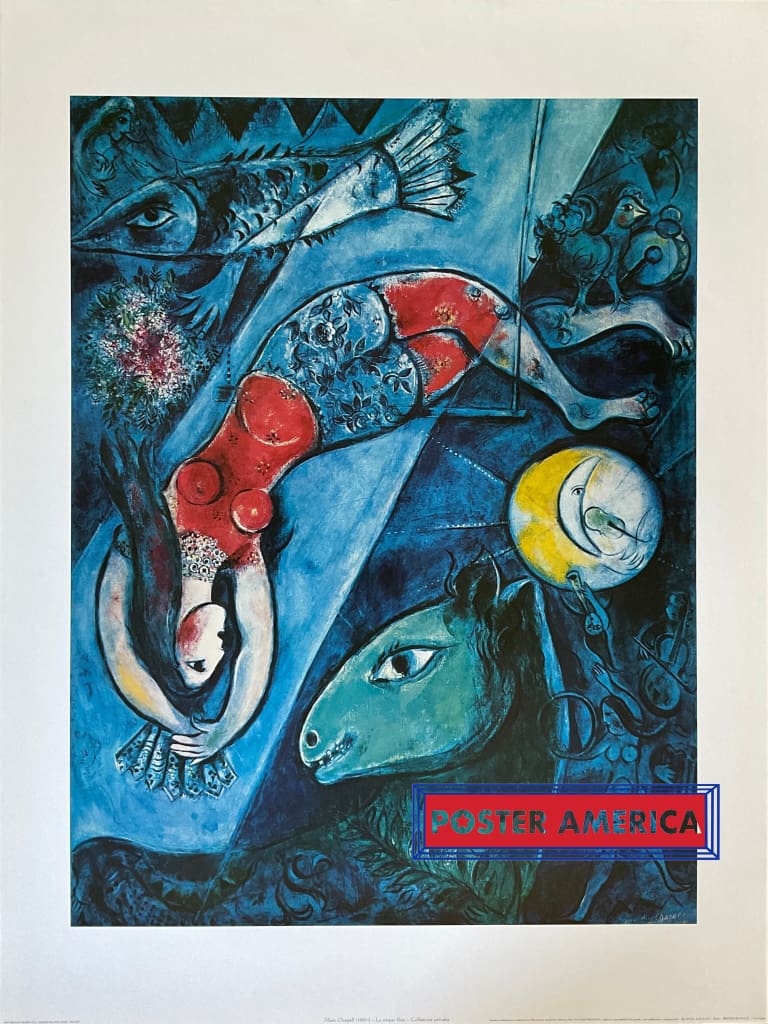 Load image into Gallery viewer, Marc Chagall Le Cirque Bleu Vintage Italian Import Art Print 23.5 X 31.5
