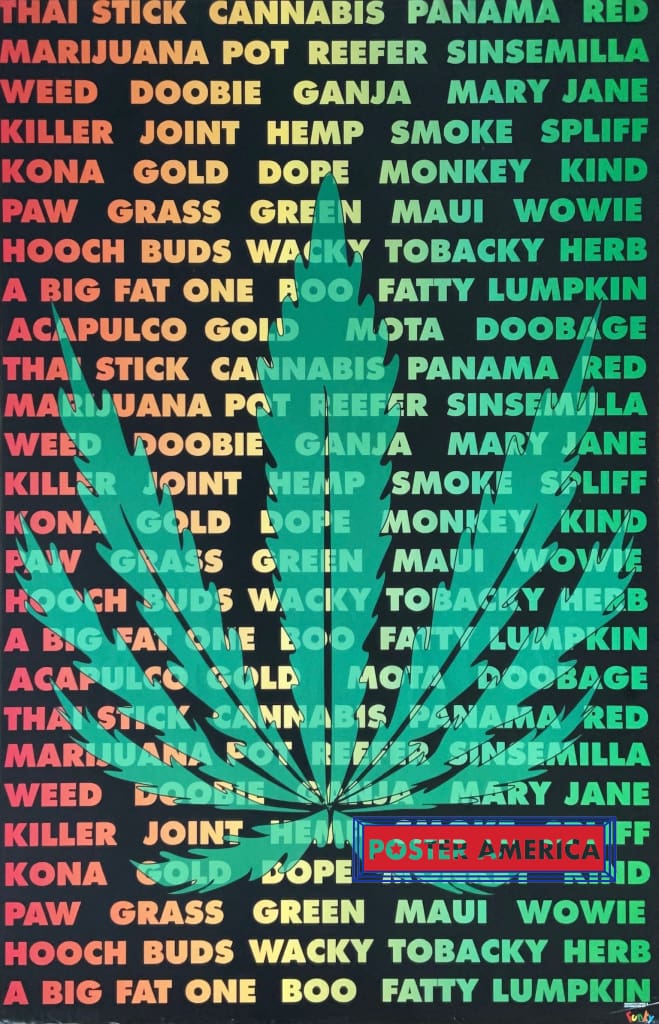 Load image into Gallery viewer, Marijuana Leaf With Funny Names For Weed Novelty Poster 22.5 X 34
