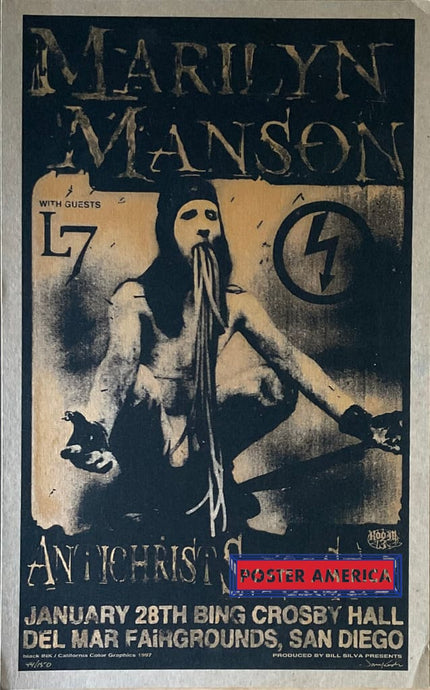 Marilyn Manson Antichrist Superstar 1997 Concert Poster 16.5 X 26.5 Vintage Screen Print