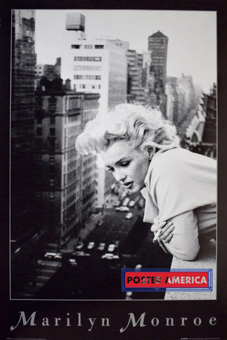 Marilyn Monroe Rare Leaning On A Balcony Smoking Poster 24 X 36 Vintage Poster