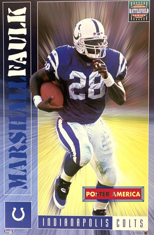 Marshall Faulk Indianapolis Colts Official Nfl 1995 Vintage Football Poster 23 X 35 Vintage Poster