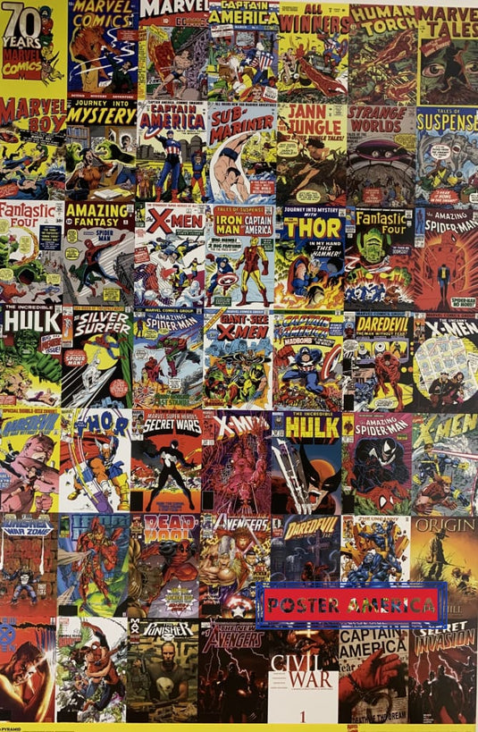Marvel Comics Book Collage Poster 25 X 36