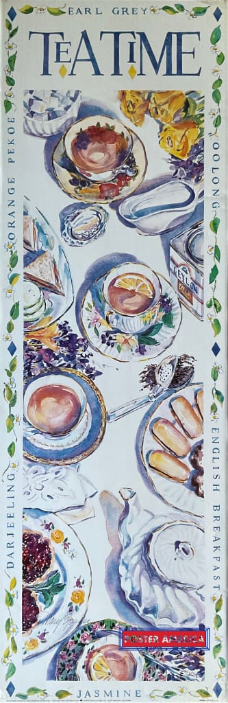 Mary Spencer Tea Time Vintage Art Slim Print 12 X 36