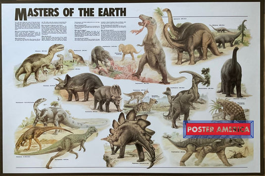 Masters Of The Earth Dinosaurs Vintage 1991 Poster 24.5 X 36.5