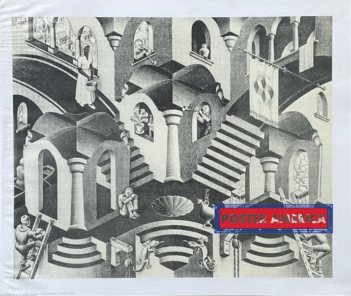 Mc Escher Hol En Bol Vintage Art Poster 20.5 X 24.5