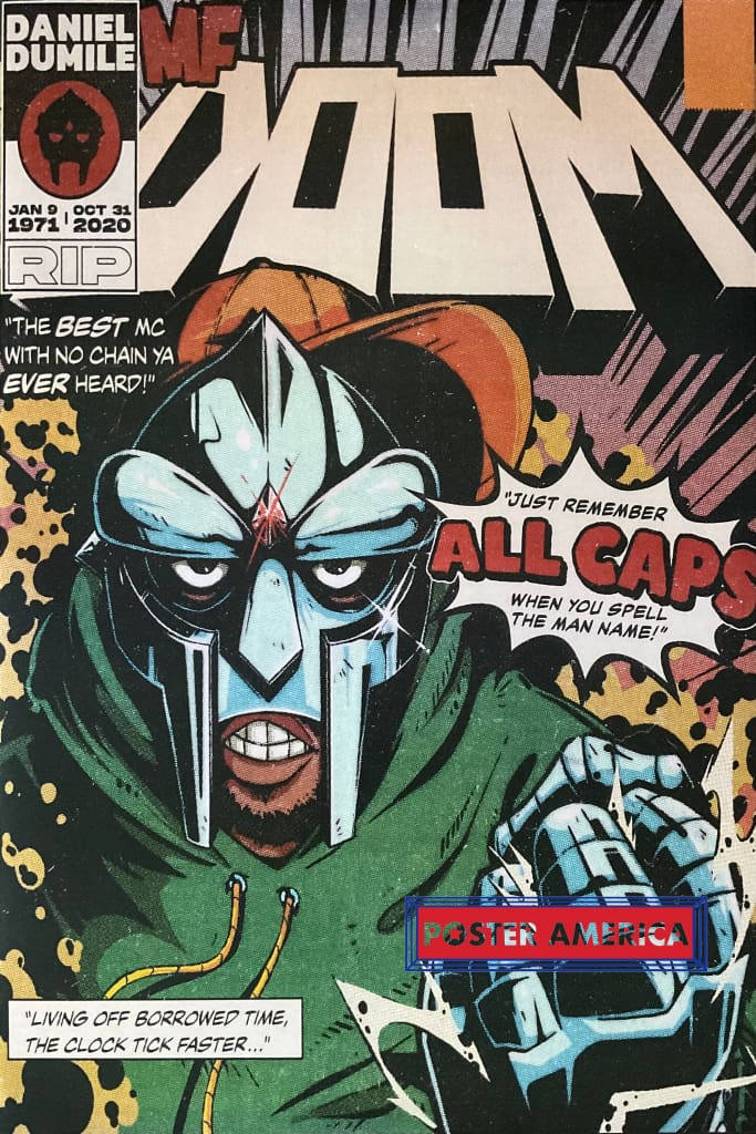 MF Doom Rapper Comic Book Style Poster 24 x 36 – PosterAmerica