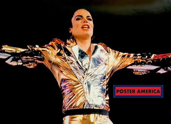 Michael Jackson On Stage Open Arms Rare Uk Import Poster 24 X 34 Vintage Poster