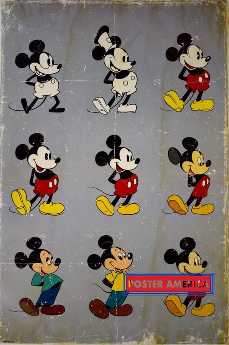 Mickey Mouse Animation Progression Poster 24 X 36 Posters Prints & Visual Artwork