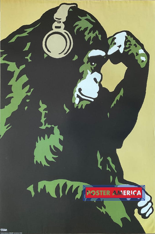 Monkey Headphones By Steez Poster 24 X 36