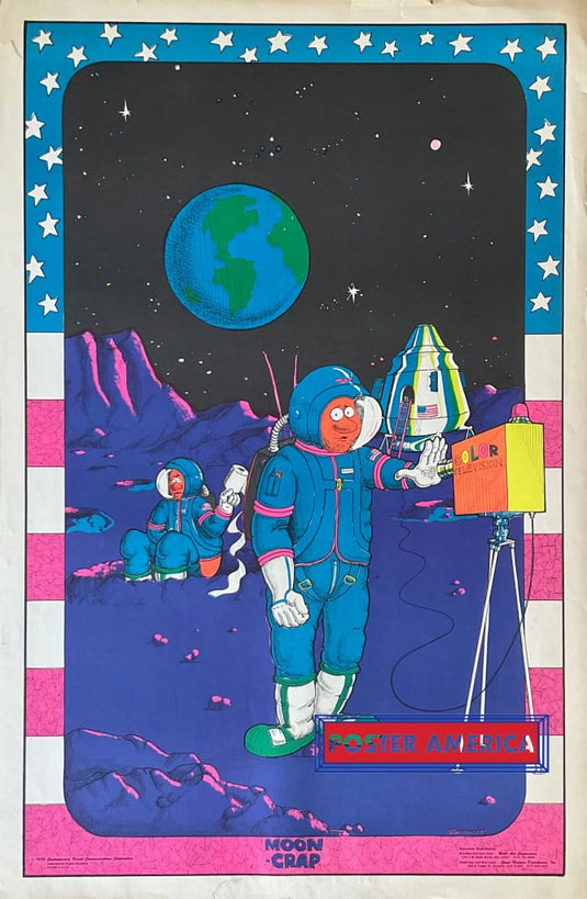 Moon Crap Landing Original 1972 Black Light Poster 23 X 35 Posters Prints & Visual Artwork
