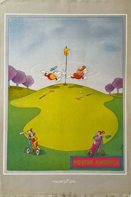 Mordillo Cartoonist Golf Vintage 1991 Poster 24.5 X 37 Cartoon