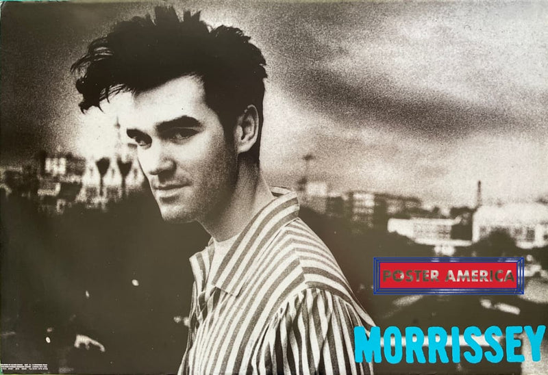 Load image into Gallery viewer, Morrissey Horizontal Black &amp; White Portrait Shot W/ Blue Title Poster 24 X 35

