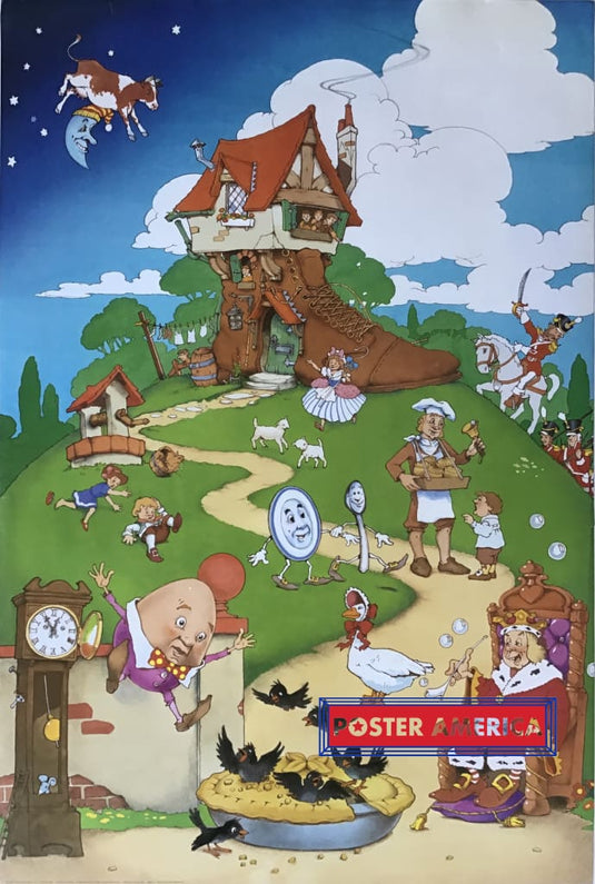 Mother Goose Nursery Rhymes Cartoons Vintage Poster 24 X 35