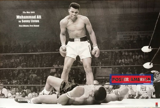 Muhammad Ali Vs Sonny Liston First Minute Round Horizontal Poster 24 X 36