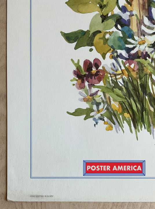 Nesting In Glory Vintage Art Slim Print 12 X 36