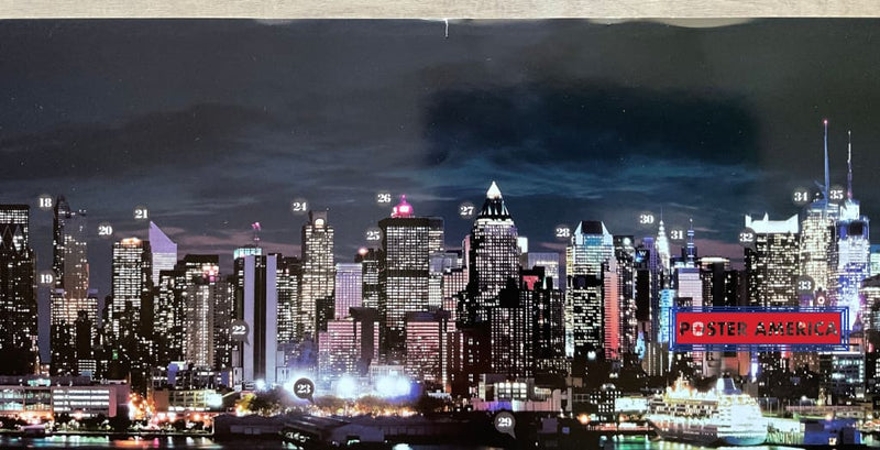 Load image into Gallery viewer, New York City Skyline Guide Of Buildings And Their Architects Scenic Slim Print 12 X 36
