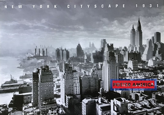 New York Cityscape 1931 Vintage Black And White Poster Of A Photograph 24 X 34