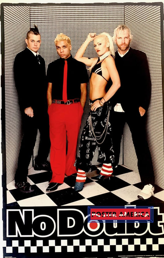 No Doubt Gwen Stefani Rare Checkered & Red 2002 Band Shot Poster 22 X 34 Vintage Poster