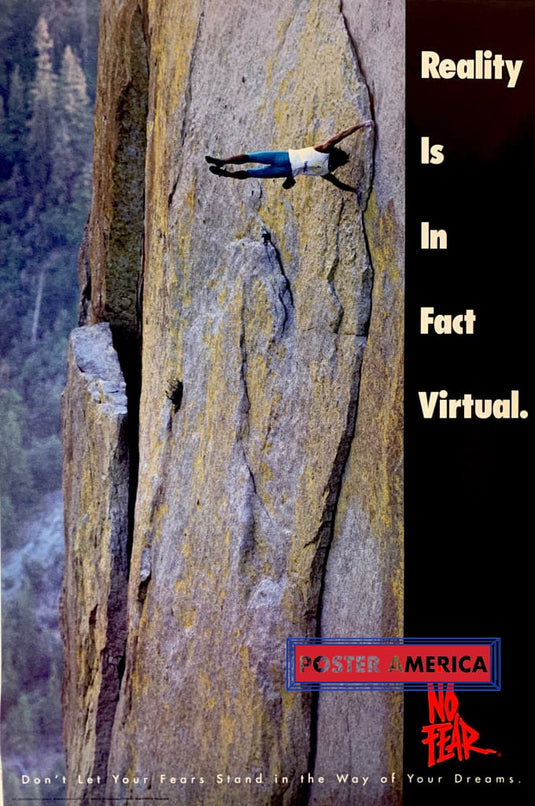 No Fear Rock Climbing Poster 24 X 36 Vintage Poster