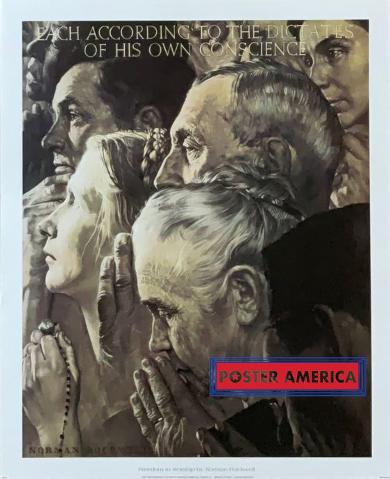 Norman Rockwell Freedom To Worship Vintage Art Print 18 X 22 Posters Prints & Visual Artwork