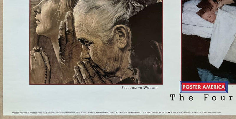 Load image into Gallery viewer, Norman Rockwell The Four Freedoms Vintage Art Slim Print 12 X 36
