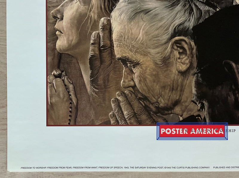 Load image into Gallery viewer, Norman Rockwell The Four Freedoms Vintage Art Slim Print 12 X 36
