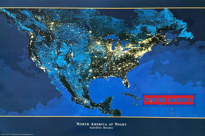 North America At Night Satellite Mosaic Out Of Print Poster 24 X 36 Vintage Poster