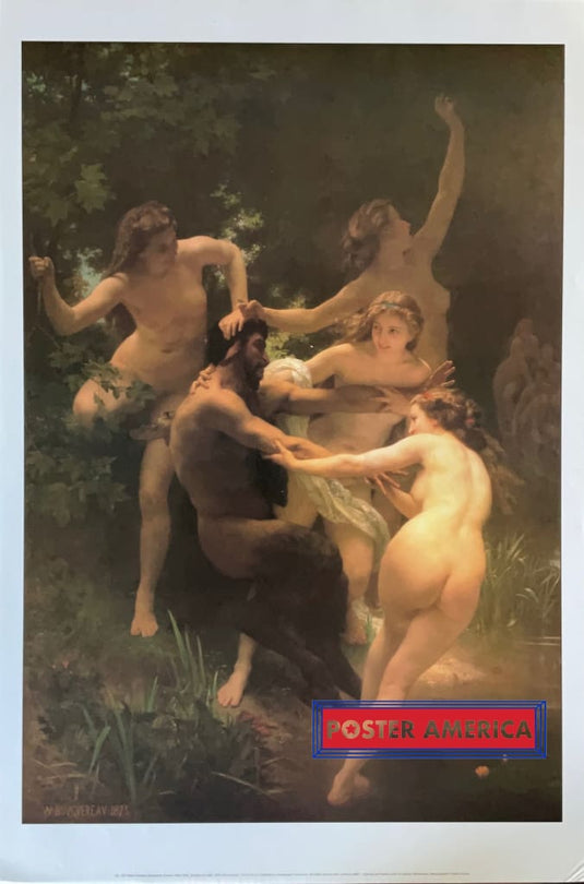 Nymphs And Satyr By William Adolphe Bouguereau Fine Art Poster 24 X 36