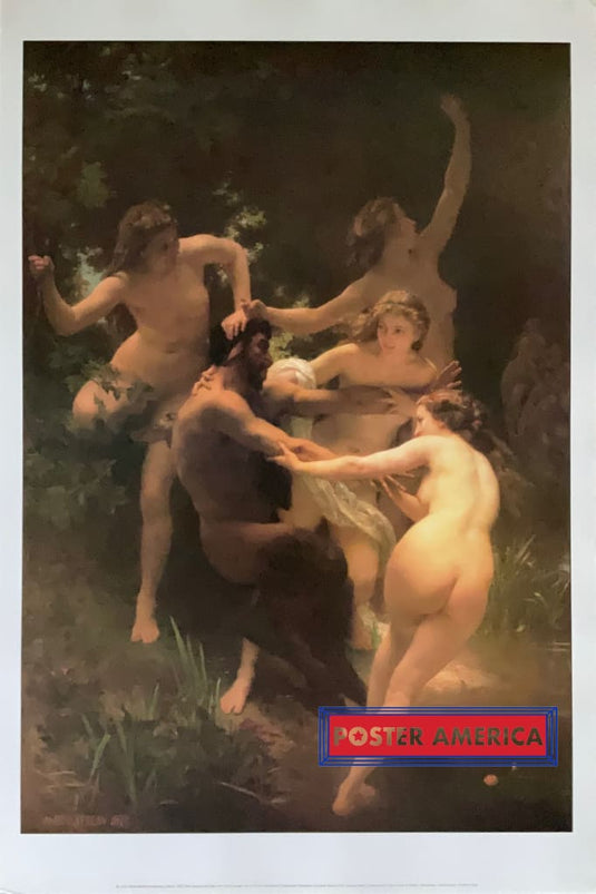 Nymphs And Satyr By William Adolphe Bouguereau Fine Art Poster 24 X 36 Print
