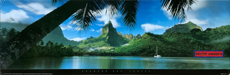 Load image into Gallery viewer, Opunohu Bay Tahiti Vintage Scenic Slim Print 12 X 36
