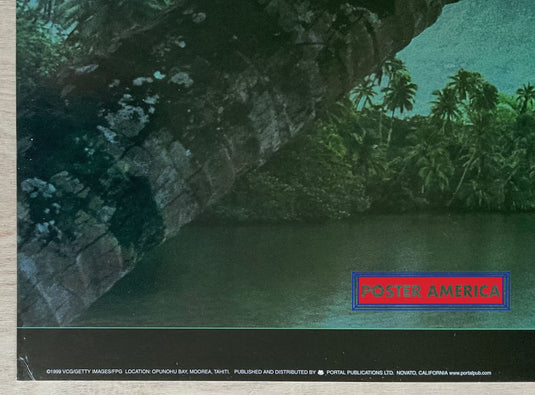 Opunohu Bay Tahiti Vintage Scenic Slim Print 12 X 36