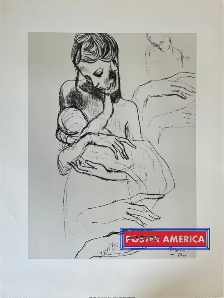Load image into Gallery viewer, Pablo Picasso Mere Et Enfant Quatre Etudes De Main Droite Vintage Italian Import Art Print 23.5 X
