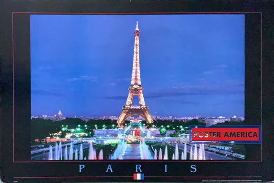 Paris The Eiffel Tower At Night Vintage 1994 Photography Poster 24 X 36