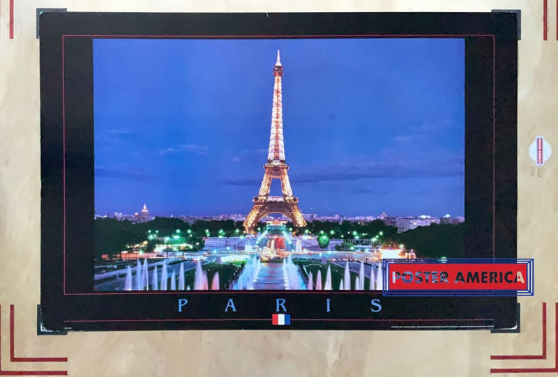 Load image into Gallery viewer, Paris The Eiffel Tower At Night Vintage 1994 Photography Poster 24 X 36
