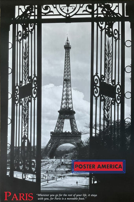 Paris The Eiffel Tower With Quote Black & White Poster 24 X 35.5