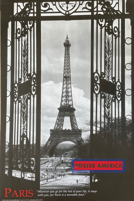 Paris The Eiffel Tower With Quote Black & White Poster 24 X 36