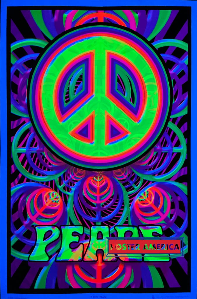 Load image into Gallery viewer, Peace Sign Psychedelic Black Light Poster 23 X 35
