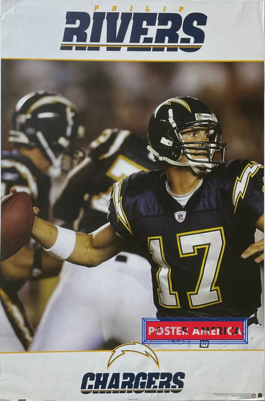 Philip Rivers Chargers Nfl Official 2006 Poster 22.5 X 34 Away Jersey Number 17