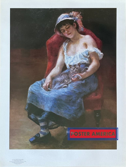 Pierre Auguste Renoir Sleeping Girl With A Cat Vintage Art Print 19 X 25 Posters Prints & Visual