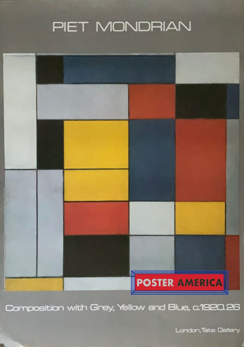 Piet Mondrian Composition With Grey Red Yellow And Blue Fine Art Print 24 X 34