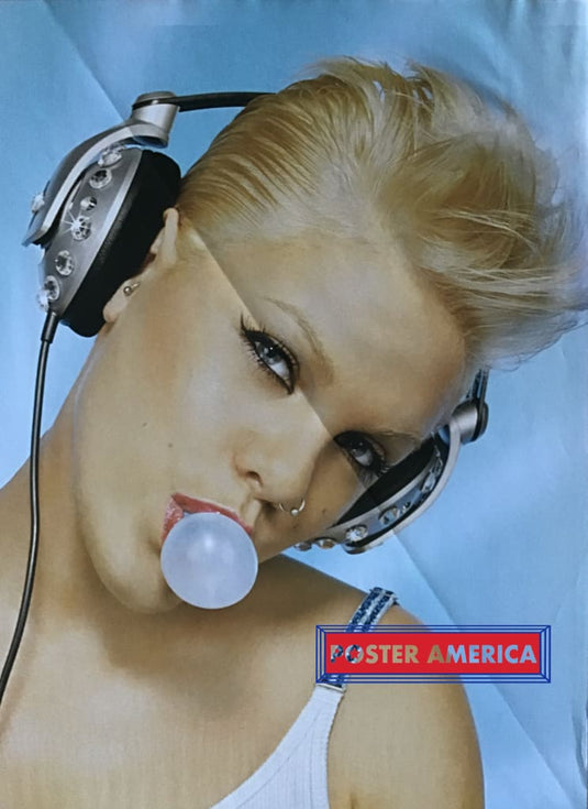 Pink At A Turntable Blowing Bubble Poster 22 34.5
