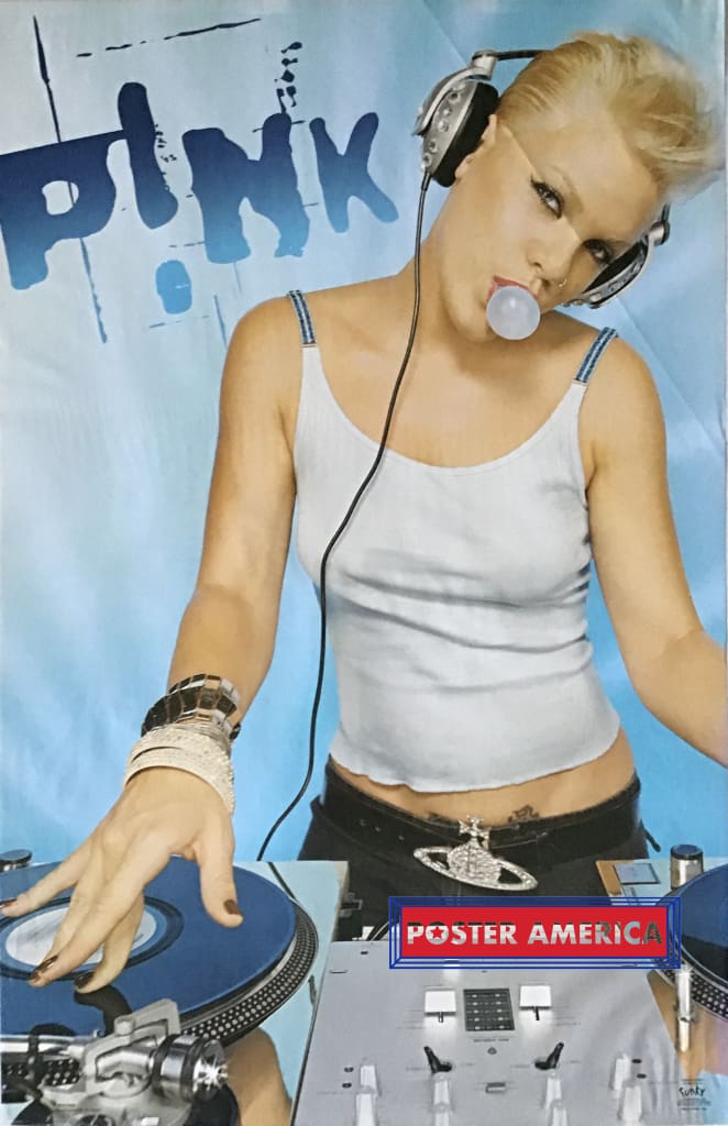Load image into Gallery viewer, Pink At A Turntable Blowing Bubble Poster 22 34.5
