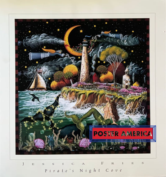 Pirates Night Cove By Jessica Fries Vintage Art Print 23 X 24.5 Vintage Poster